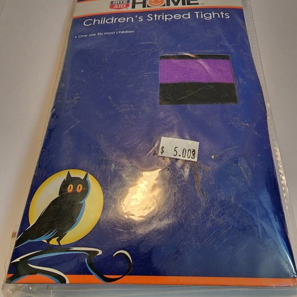 Purple and Black Children's Striped Tights - Picture 2 of 4